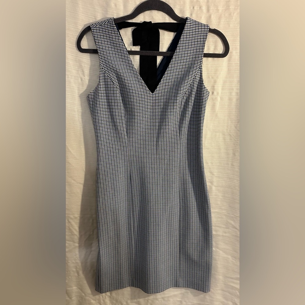 Banana Republic Navy and White Checkered Midi Dress